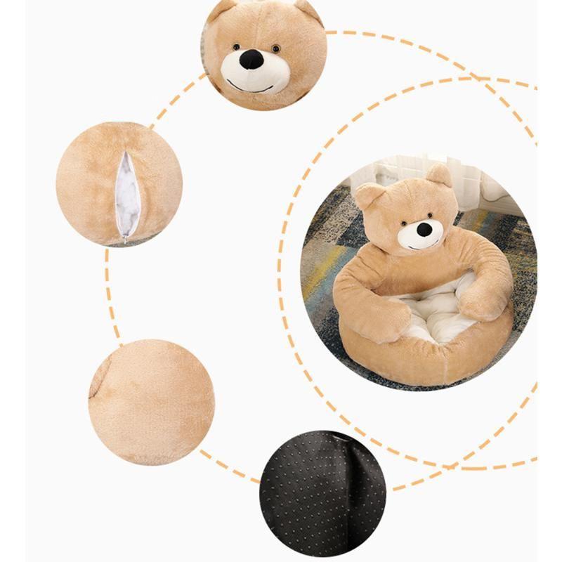 Cozy Bear Hug Plush Pet Bed – Winter Warmth & Comfort for Cats & Dogs!