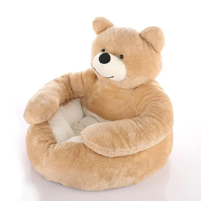 Cozy Bear Hug Plush Pet Bed – Winter Warmth & Comfort for Cats & Dogs!