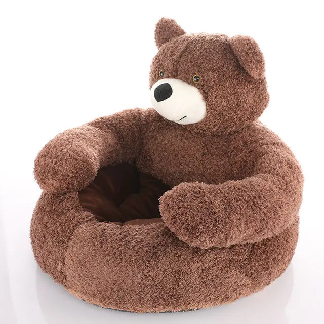 Cozy Bear Hug Plush Pet Bed – Winter Warmth & Comfort for Cats & Dogs!