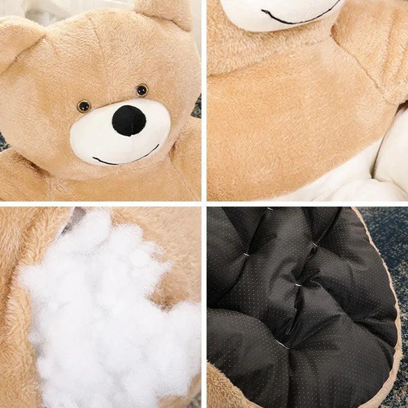 Cozy Bear Hug Plush Pet Bed – Winter Warmth & Comfort for Cats & Dogs!